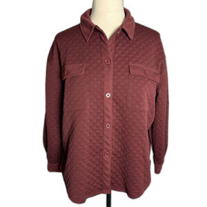 Wonderly Quilted Shacket Shirt Jacket, Sz XL, Perfect Fall Burgundy Berry Color